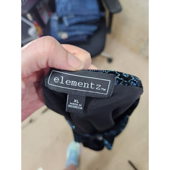 Elementz Womens XL Black & Turquoise Paisley Cardigan With Sparkling Button Deta - Picture 5 of 8